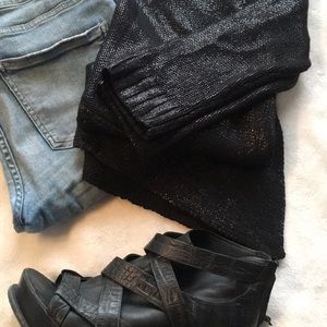 Club Monaco metallic asymmetrical hem sweater